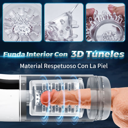 【New】9 Vaso masturbador Suck&Slide&Turn LCD con función de voz