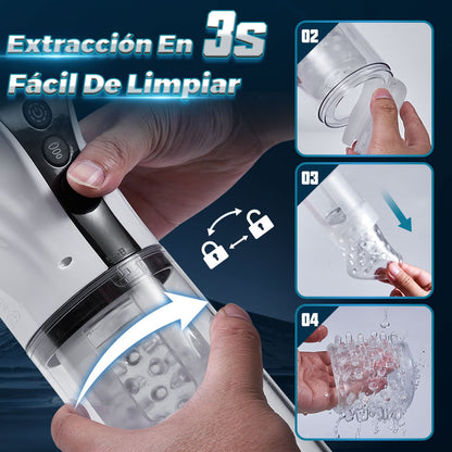 【New】9 Vaso masturbador Suck&Slide&Turn LCD con función de voz