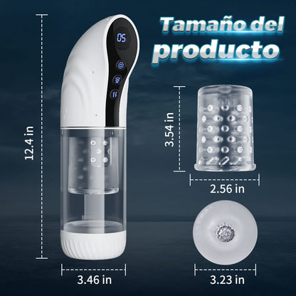 【New】9 Vaso masturbador Suck&Slide&Turn LCD con función de voz