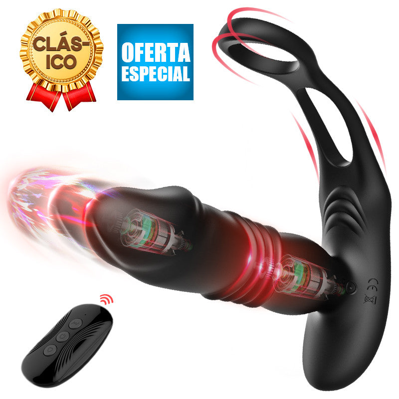 SAUL Double Penis Ring 3 Thrust 12 Prostate Vibrators