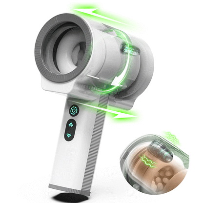 Raiden - Masturbador Doble Cabezal 7 Vibraciones 5 Rotación Telescópica Mano Mamada