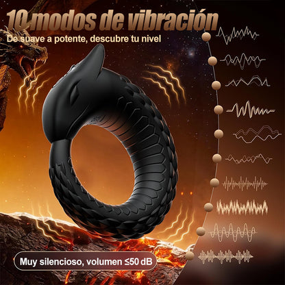 Dragon Thunder – Anillo para pene con 10 vibraciones, juguete de silicona de larga duración