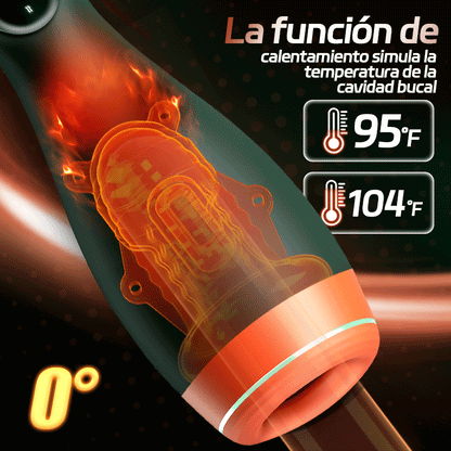 Warming - Simula la temperatura de la cavidad oral con vibración y función telescópica 2 en 1 para masturbación masculina
