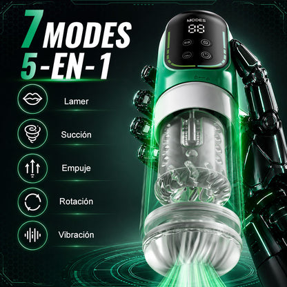 Heaven - Masturbador Automático 5 en 1 Rotación Empuje Succión Vibración Licking Stroker