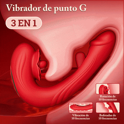 Papaver rhoeas—— Vibrador de punto G tres en uno con rotación de 10 frecuencias + vibración + palmadas