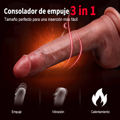 【Diseñado para principiantes】Casimir - Consolador anal realista de silicona de 7,4 pulgadas con función de calentamiento, empuje y vibración