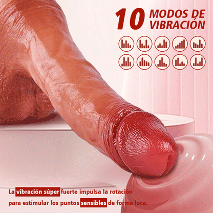 Pene realista con simulación de eyaculación, vibración de 10 frecuencias y ventosa.