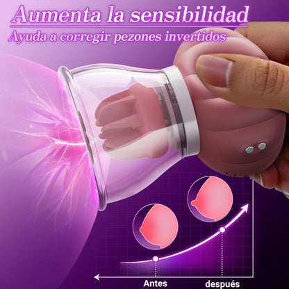 Thaliane – Juguetes para pezones manuales con succión y rotación con dos cabezales de cepillo diferentes