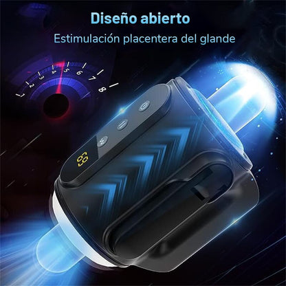 Masturbador automático para hombre con dos asas y vibraciones extensibles con 9 frecuencias