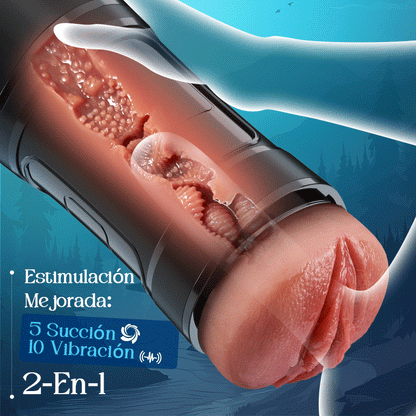Challenger - Masturbador masculino con 5 niveles de succión y 10 modos de vibración, velocidad ajustable, funda realista de TPE, impermeable IPX7