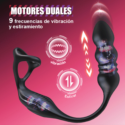 Mike 9 Masajeador de Próstata Portátil con Vibración y Pulsación con Anillo para el Pene