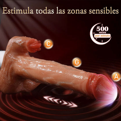 Seekheart - Sex Machine 90° Ajustable Automáticamente 8 Consoladores Vibradores para Empujar, Vibrar y Lamer