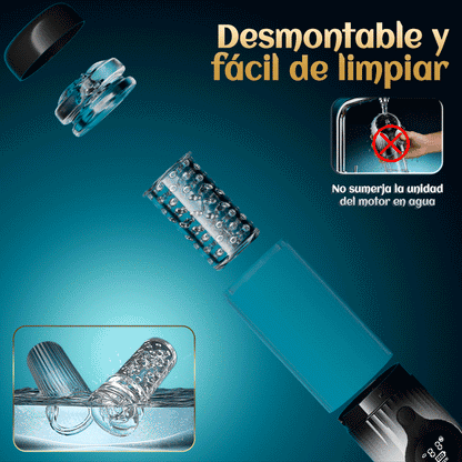 Vortex Male Stroker - 4 potentes niveles de succión, modo impulso con un botón, fácil de limpiar con lubricante gratis