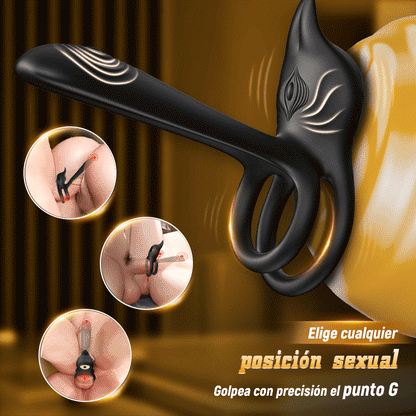 Vibrador de anillo de pene 3 en 1, estimulador de clítoris y punto G de 10 vibraciones, vibrador de pareja de erección