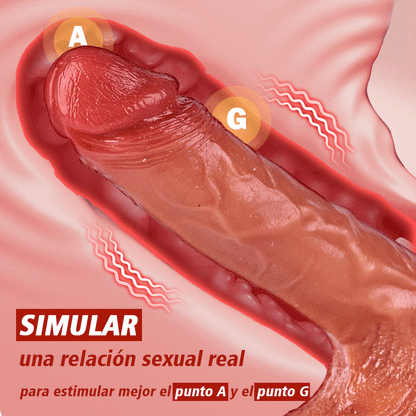 Pene realista con simulación de eyaculación, vibración de 10 frecuencias y ventosa.