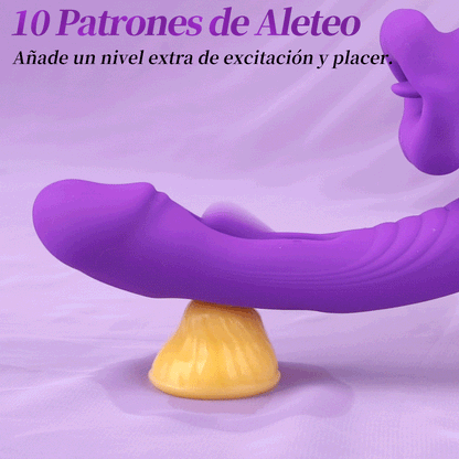 Isolde - Vibrador Mejorado para Punto G con Forma de Boca, Lengua para Clítoris y Movimiento Aleteante