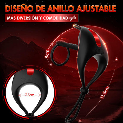 Anillo vibrador, juguete sexual para parejas, anillo doble extremo para pene, anillo testicular, juguete sexual, anillo de silicona, juguetes sexuales con vibrador de conejo, juguete sexual para hombres con 7 modos de vibración, Contitop Negro