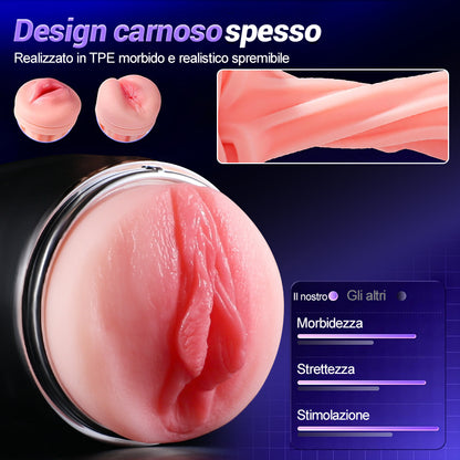【Oferta relámpago: 30% DTO】Daphne - Bomba para Pene con 3 Mangas Intercambiables, Coño de Bolsillo, 9 Modos de Succión y 9 Vibraciones, Masturbador Masculino