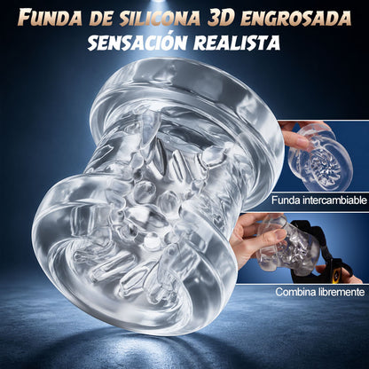 【Oferta relámpago: 30% DTO】Hazel - Wearable Male Masturbator 3-in-1 9 Thrusting Rotating Vibrating Sex Toy for Men Silicone Sleeve
