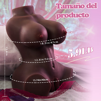Leni - Torso sensual de doble canal con cuerpo de TPE suave y estructura interna intensa