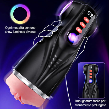 【Oferta relámpago: 30% DTO】Daphne - Bomba para Pene con 3 Mangas Intercambiables, Coño de Bolsillo, 9 Modos de Succión y 9 Vibraciones, Masturbador Masculino