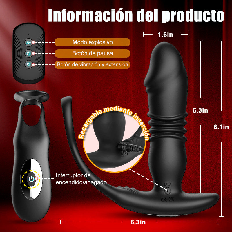 SAUL Double Penis Ring 3 Thrust 12 Prostate Vibrators