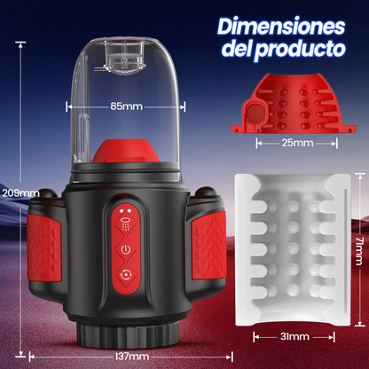 Storm Vortex - Pulverización de agua de 5 frecuencias + Vibración de 10 frecuencias + Rotación de 5 frecuencias, Estimulación dual del glande, Doble uso