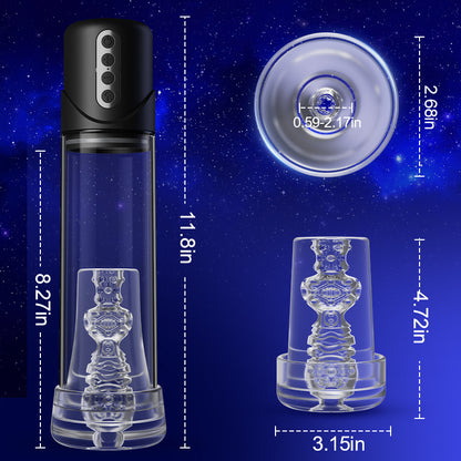 Motores Turbo 2 EN 1  Masturbador eléctrico y bomba para el pene 6 modos de succión  Textura negra mate YINGJUE