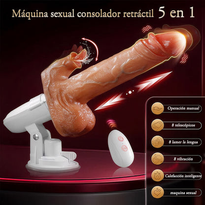 Seekheart - Sex Machine 90° Ajustable Automáticamente 8 Consoladores Vibradores para Empujar, Vibrar y Lamer