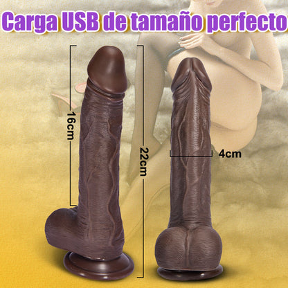 【QUENTE】Pantera Negra Vibração+Telescópica+Rotação Dildos Realistas L 22,1CM×3,8CM