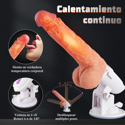 【Aquecível】 3 em 1 Stretch Lover 8 Dildo Telescópico + Vibração e Rotação