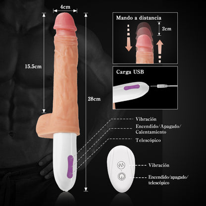 【Uppvärmningsbar】 3 i 1 Stretch Lover 8 Telescopische Dildo + Vibration och Rotation